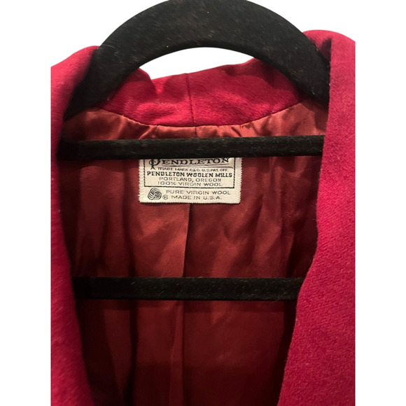 Miss Pendleton Vintage 100% Virgin Wool Made In USA Burgundy Blazer Size 12 - Picture 2 of 6